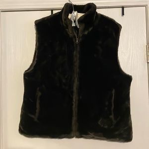 Brown faux fur vest